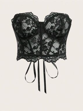 Black Lace Longline Bustier Corset